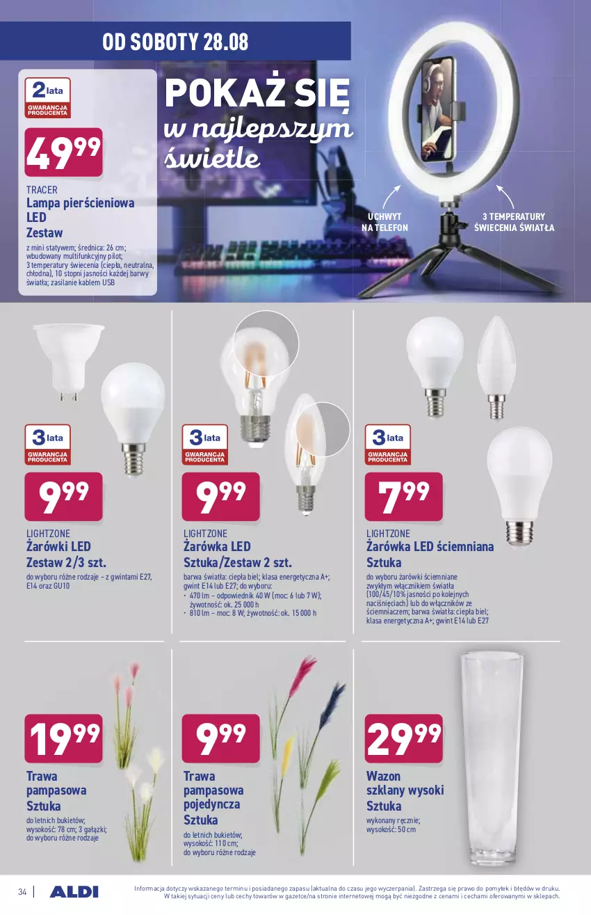 Gazetka promocyjna Aldi - ważna 23.08 do 29.08.2021 - strona 34 - produkty: Acer, Bukiet, Lampa, Olej, Silan, Sok, Telefon, Top, Wazon