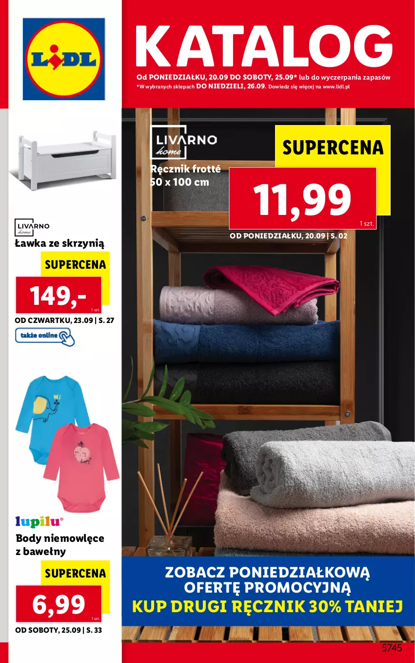 Gazetka promocyjna Lidl - GAZETKA - ważna 20.09 do 26.09.2021 - strona 1 - produkty: Body, Ręcznik