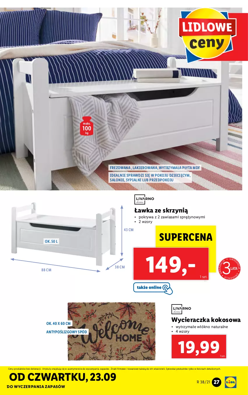 Gazetka promocyjna Lidl - GAZETKA - ważna 20.09 do 26.09.2021 - strona 27 - produkty: Dzieci, Kokos, Lakier, Płyta, Pokrywa, Wycieraczka