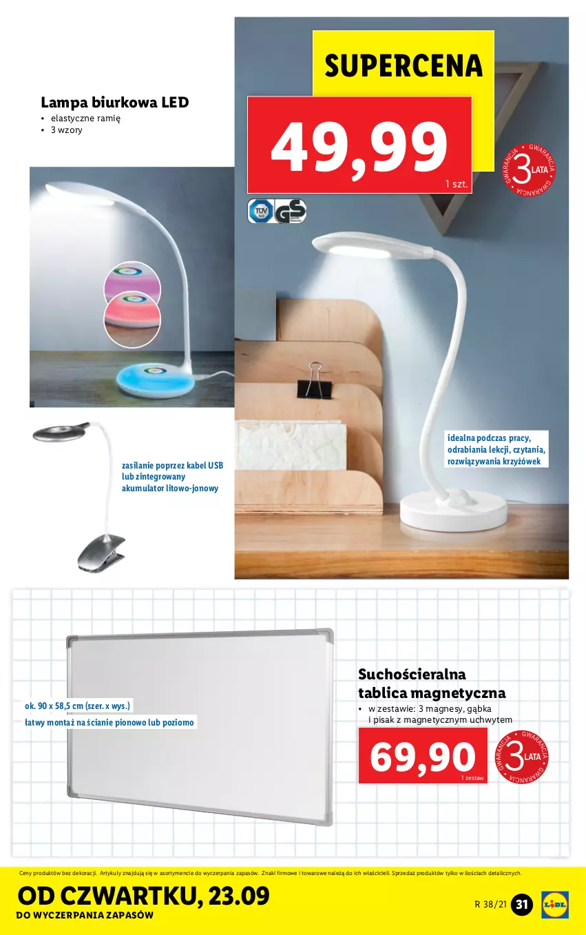 Gazetka promocyjna Lidl - GAZETKA - ważna 20.09 do 26.09.2021 - strona 31 - produkty: Akumulator, Biurko, Kabel USB, Lampa, Lampa biurkowa, Silan