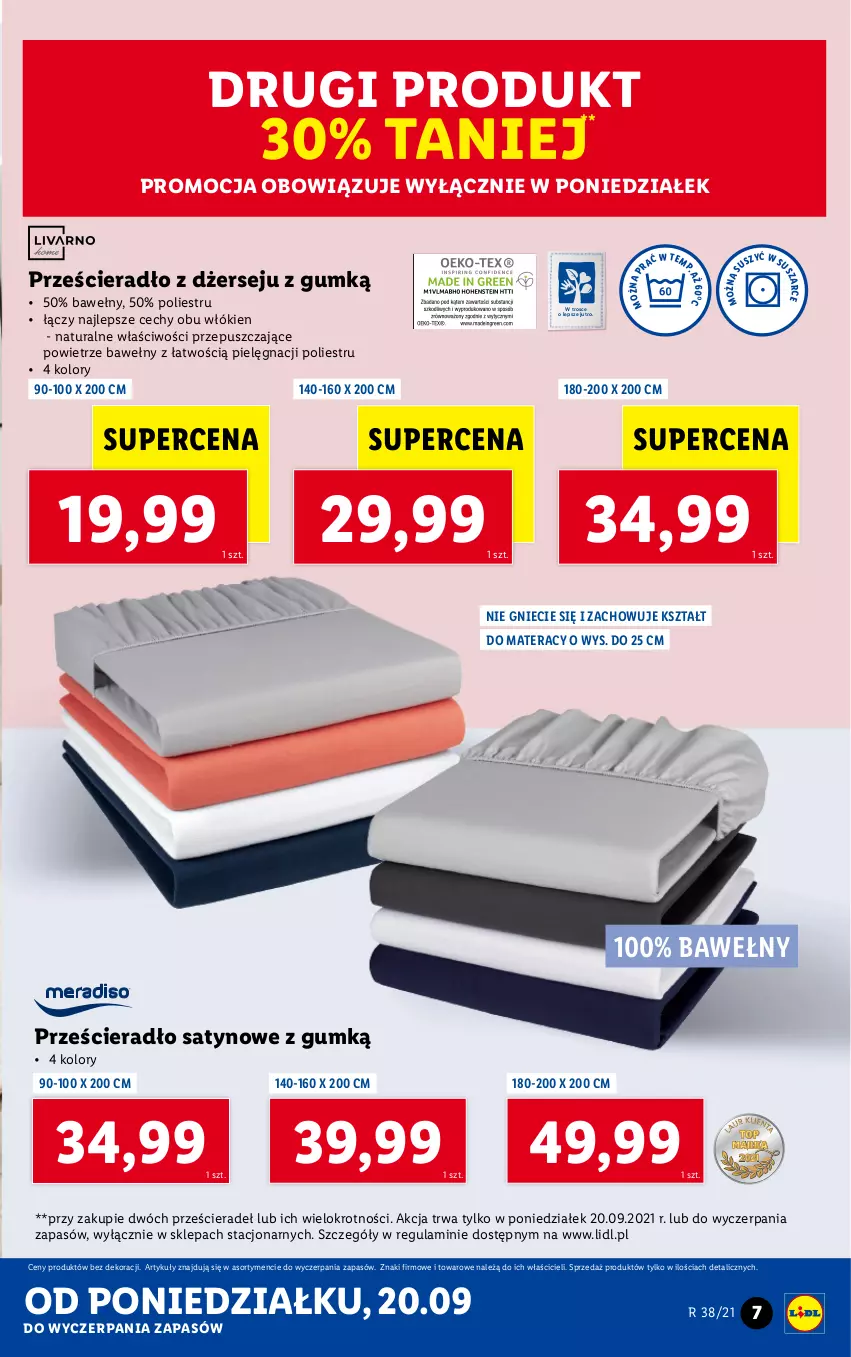 Gazetka promocyjna Lidl - GAZETKA - ważna 20.09 do 26.09.2021 - strona 7 - produkty: Materac, Prześcieradło, Tera