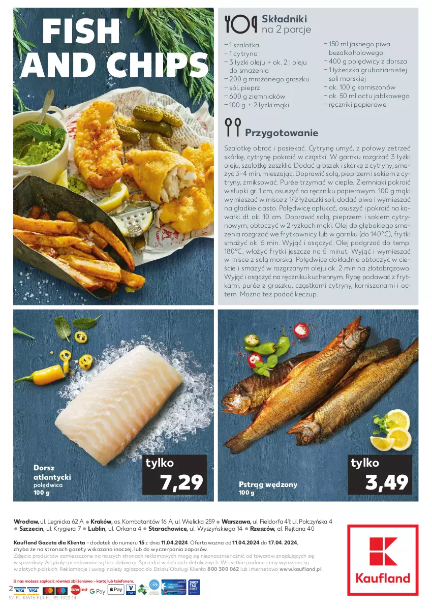 Gazetka promocyjna Kaufland - Mocny Start - ważna 11.04 do 17.04.2024 - strona 2 - produkty: Cytryny, Dorsz, Fa, Frytki, Groszek, Kawa, Olej, Orka, Papier, Pieprz, Piwa, Piwo, Polędwica, Por, Pstrąg, Pstrąg wędzony, Pur, Ręcznik, Ręczniki papierowe, Sok, Sól, Szal, Wagi, Ziemniaki