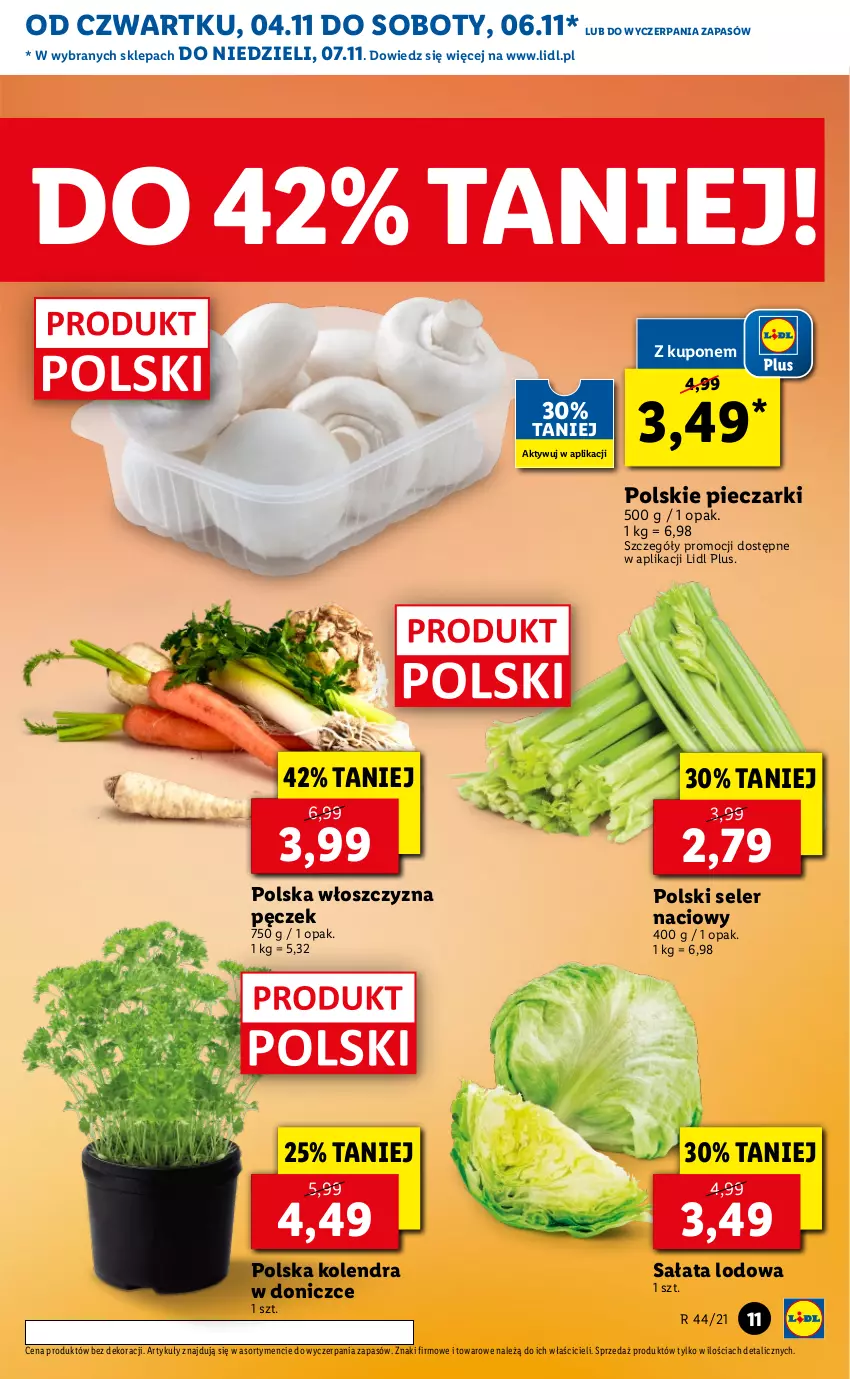 Gazetka promocyjna Lidl - GAZETKA - ważna 04.11 do 07.11.2021 - strona 11 - produkty: Kolendra, Piec, Sałat, Sałata lodowa, Seler naciowy, Włoszczyzna pęczek