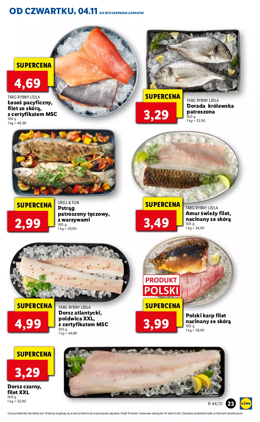 Gazetka promocyjna Lidl - GAZETKA - ważna 04.11 do 07.11.2021 - strona 23 - produkty: Dorsz, Grill, Karp, Pstrąg, Warzywa