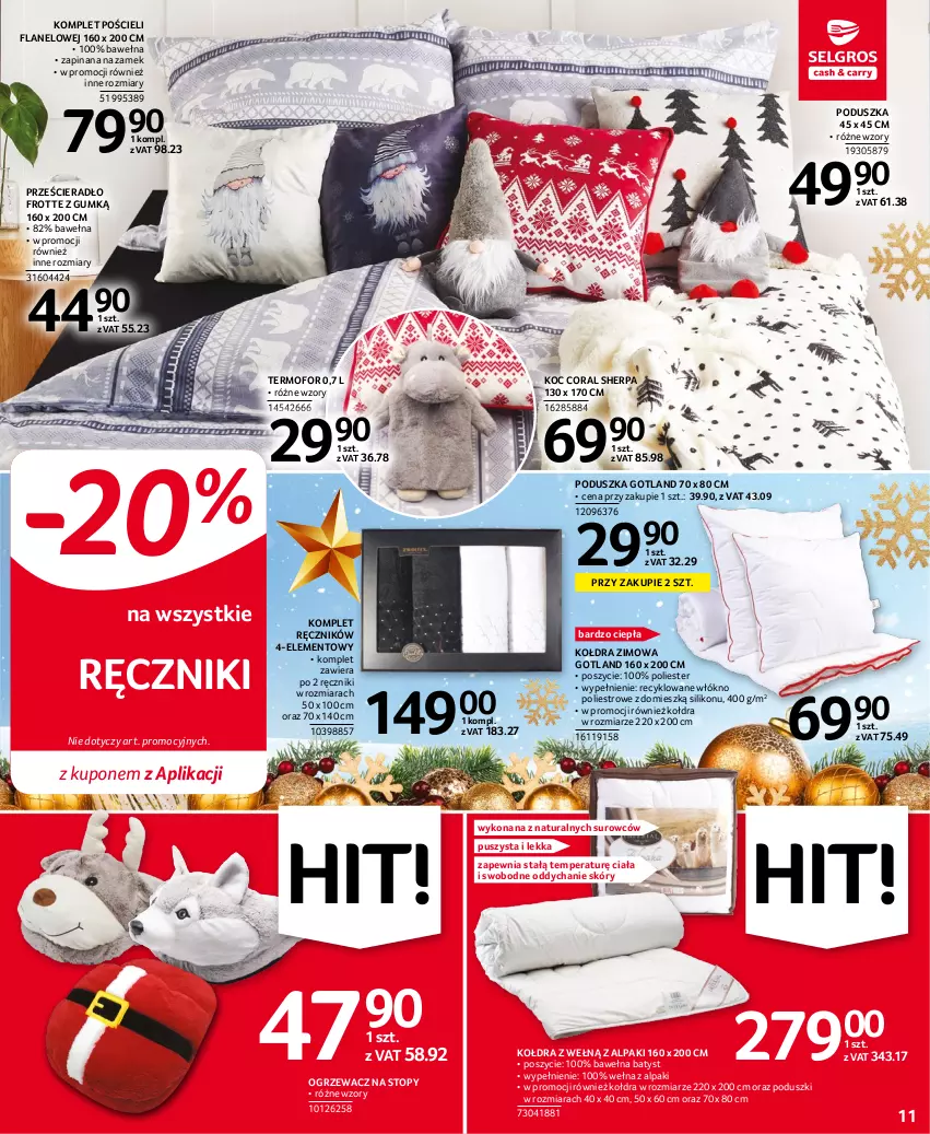 Gazetka promocyjna Selgros - Oferta przemysłowa - ważna 15.12 do 31.12.2022 - strona 11 - produkty: Koc, Kołdra, Komplet pościeli, Poduszka, Pościel, Prześcieradło, Ręcznik, Top, Wełna