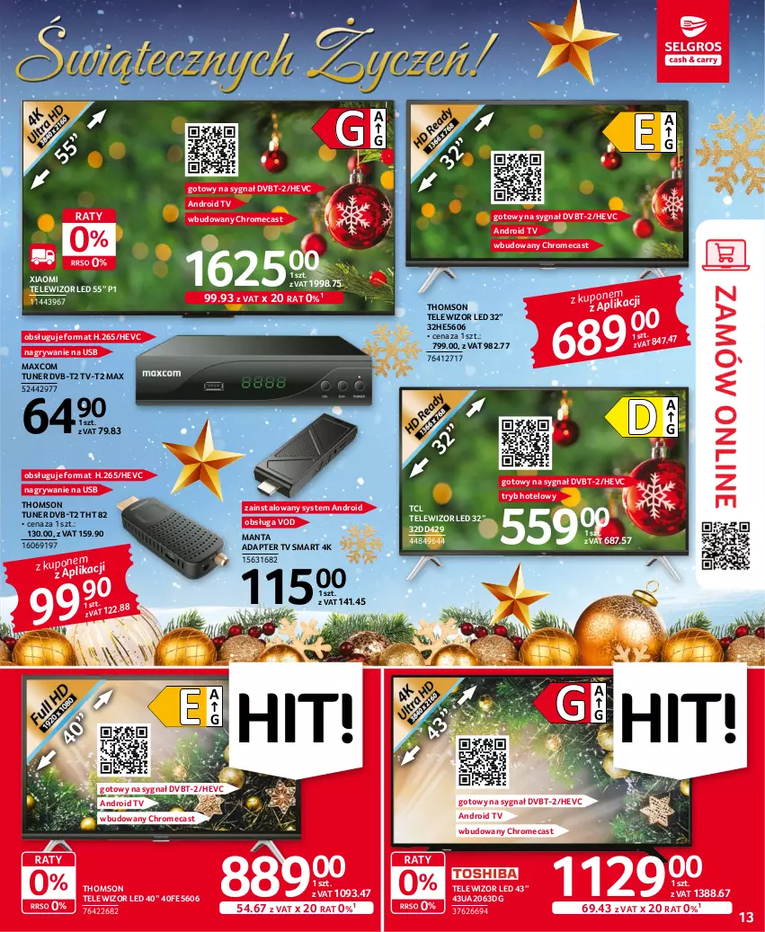 Gazetka promocyjna Selgros - Oferta przemysłowa - ważna 15.12 do 31.12.2022 - strona 13 - produkty: Android TV, Gry, Manta, Telewizor, Thomson