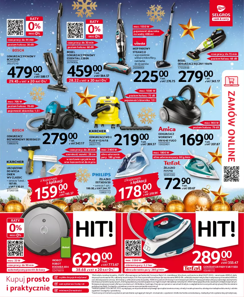 Gazetka promocyjna Selgros - Oferta przemysłowa - ważna 15.12 do 31.12.2022 - strona 15 - produkty: Dywan, Generator pary, IRobot, Kosz, Mop, Mop parowy, Odkurzacz, Papier, Por, Robot, Roomba, Sok, Sprzedawcy, Top, Tran