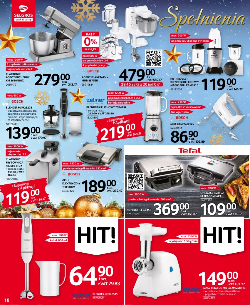 Gazetka promocyjna Selgros - Oferta przemysłowa - ważna 15.12 do 31.12.2022 - strona 18 - produkty: Blender, Grill, Kubek, Maszynka, Mięso, Mikser, Olej, Pojemnik, Robot, Robot planetarny, Rozdrabniacz, Ser, Smoothie, Szynka, Top