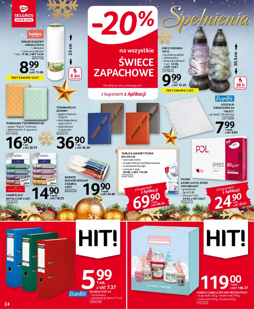 Gazetka promocyjna Selgros - Oferta przemysłowa - ważna 15.12 do 31.12.2022 - strona 24 - produkty: Choinka, Gra, Haczyk, Inka, Kalendarz, Kosz, Lakier, Marker, Olej, Papier, Rama, Ser, Sos, Wkład olejowy, Zestaw prezentowy, Znicz