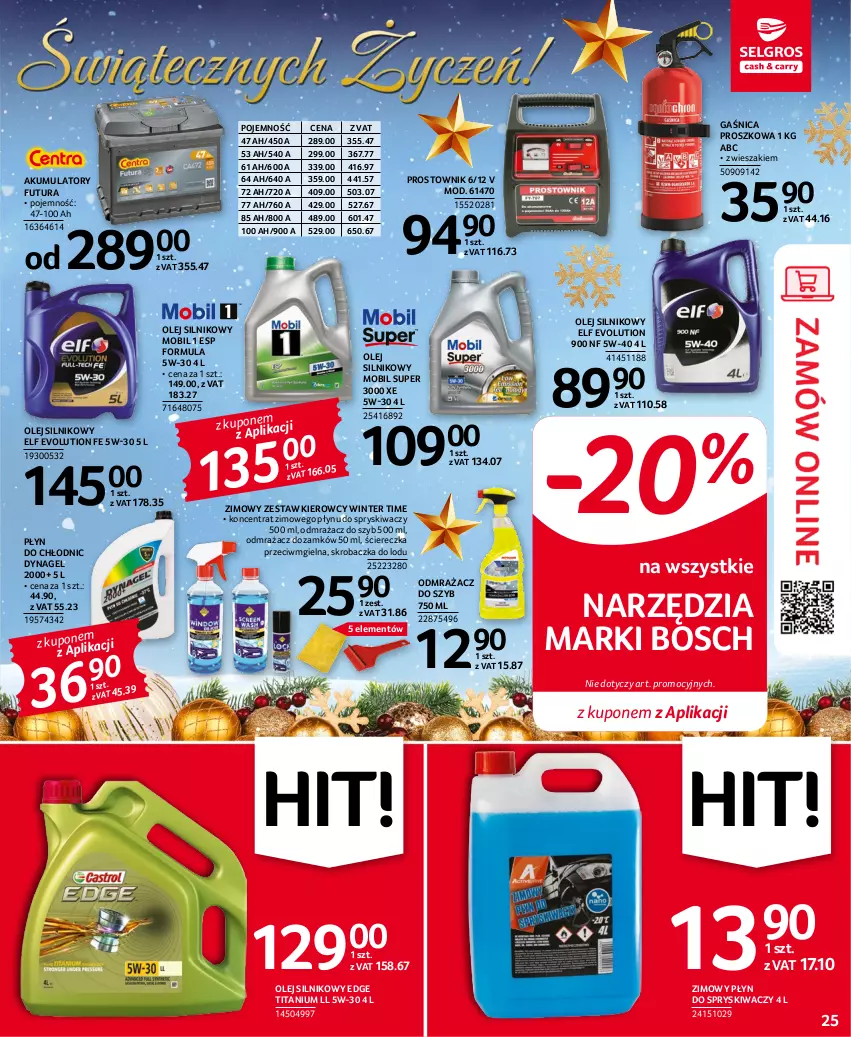 Gazetka promocyjna Selgros - Oferta przemysłowa - ważna 15.12 do 31.12.2022 - strona 25 - produkty: Akumulator, Bosch, Gaśnica, Mobil, Odmrażacz do szyb, Odmrażacz do zamków, Olej, Olej silnikowy, Płyn do chłodnic, Płyn do spryskiwaczy, Prostownik, Skrobaczka, Wieszak