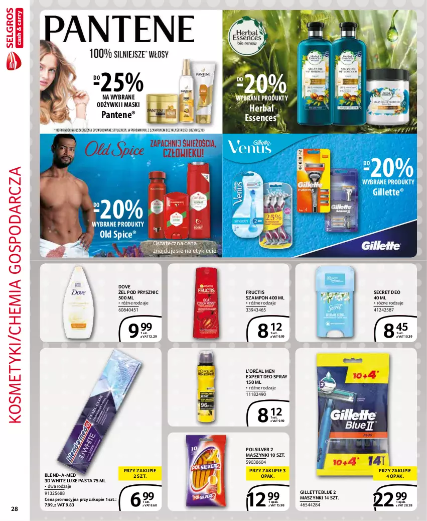 Gazetka promocyjna Selgros - Extra Oferta - ważna 01.01 do 31.01.2022 - strona 28 - produkty: Blend-a-Med, Dove, Fructis, Gillette, L’Oréal, Old Spice, Pantene, Secret Deo, Szampon