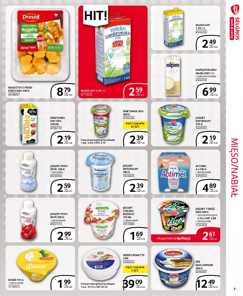 Gazetka promocyjna Selgros - Extra Oferta - ważna 01.01 do 31.01.2022 - strona 7 - produkty: Actimel, Deser, Jogurt, Jogurt naturalny, Jogurt pitny, Kurczak, Mascarpone, Mięso, Mleko, Napój, Napój roślinny, Ser, Serek