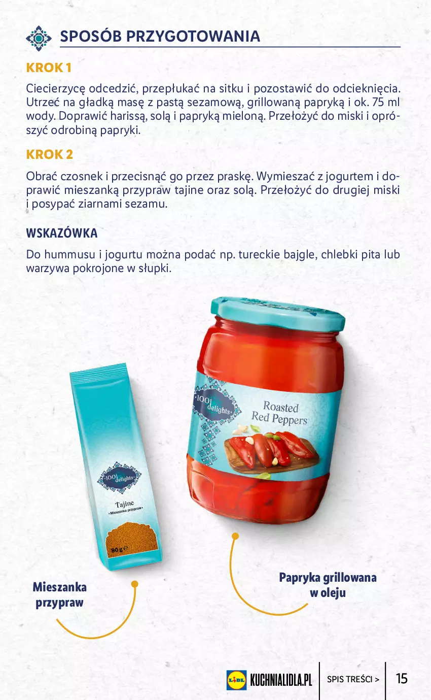 Gazetka promocyjna Lidl - KATALOG ORIENTALNY - ważna 19.04 do 23.04.2022 - strona 15 - produkty: Bajgle, Chleb, Czosnek, Grill, Hummus, Jogurt, Mus, Olej, Papryka, Papryka grillowana, Sezam, Warzywa