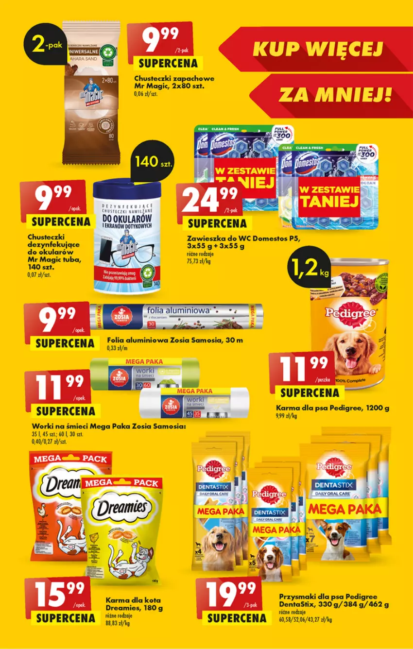 Gazetka promocyjna Biedronka - Od czwartku - ważna 03.08 do 09.08.2023 - strona 37 - produkty: Chusteczki, Domestos, Folia aluminiowa, Pedigree, Przysmaki, Worki na śmiec, Worki na śmieci, Zawieszka do wc