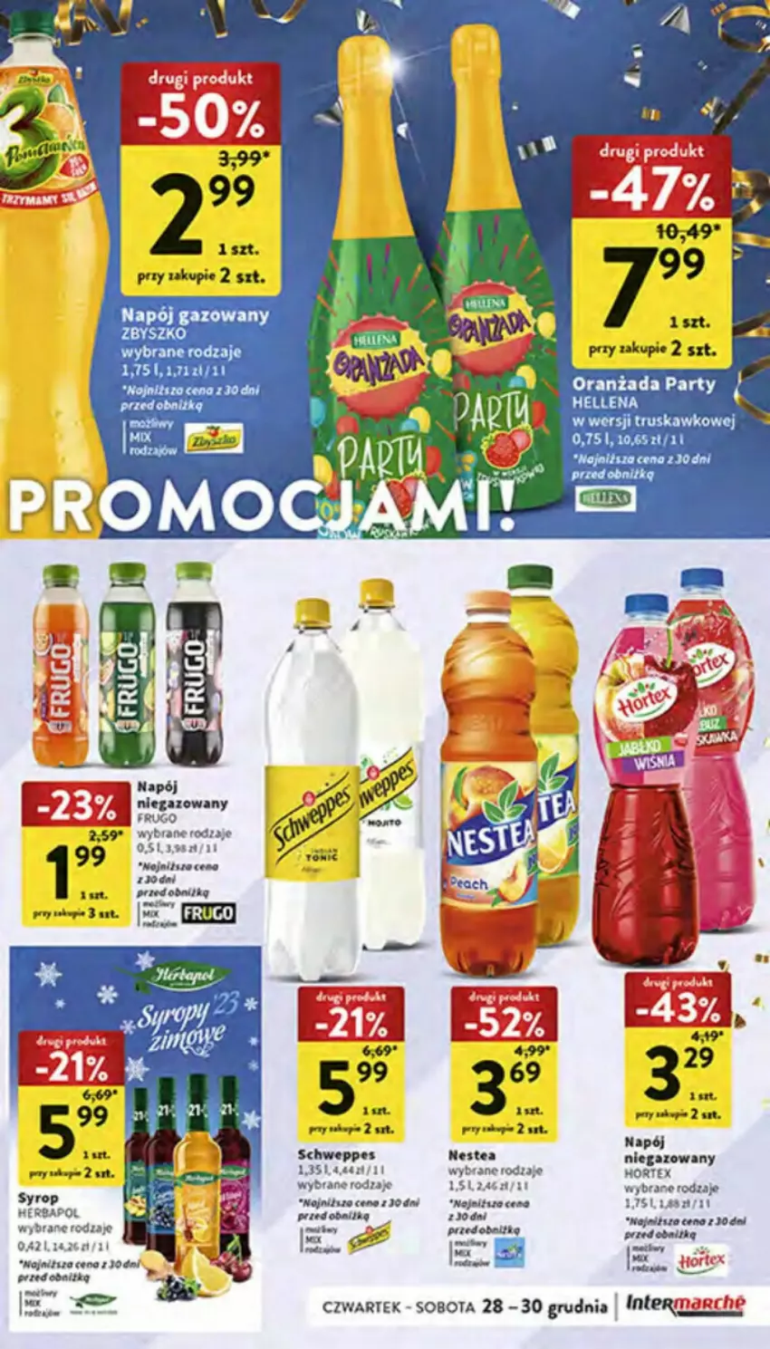 Gazetka promocyjna Intermarche - ważna 28.12.2023 do 03.01.2024 - strona 18 - produkty: Fa, Hortex, LG, Napój, Napój gazowany, Nestea, Por, Schweppes, Ser