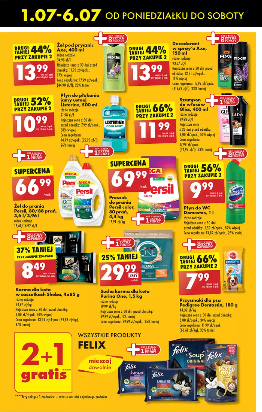 Gazetka promocyjna Biedronka - Od poniedzialku - ważna 01.07 do 06.07.2024 - strona 19 - produkty: Dezodorant, Domestos, EPEE, Felix, Listerine, Pedigree, Persil, Płyn do wc, Proszek do prania, Przysmaki, Pur, Purina, Sheba, Sucha karma