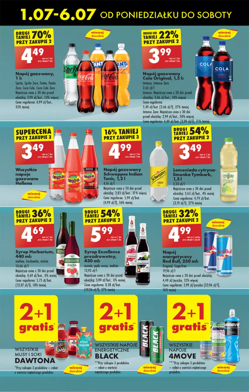 Gazetka promocyjna Biedronka - Od poniedzialku - ważna 01.07 do 06.07.2024 - strona 49 - produkty: Coca-Cola, Fa, Fanta, Gin, Gra, Hellena, Koc, Lack, Lemoniada, Limonka, Mus, Napój, Napój gazowany, Napoje, Red Bull, Schweppes, Sok, Sprite, Syrop