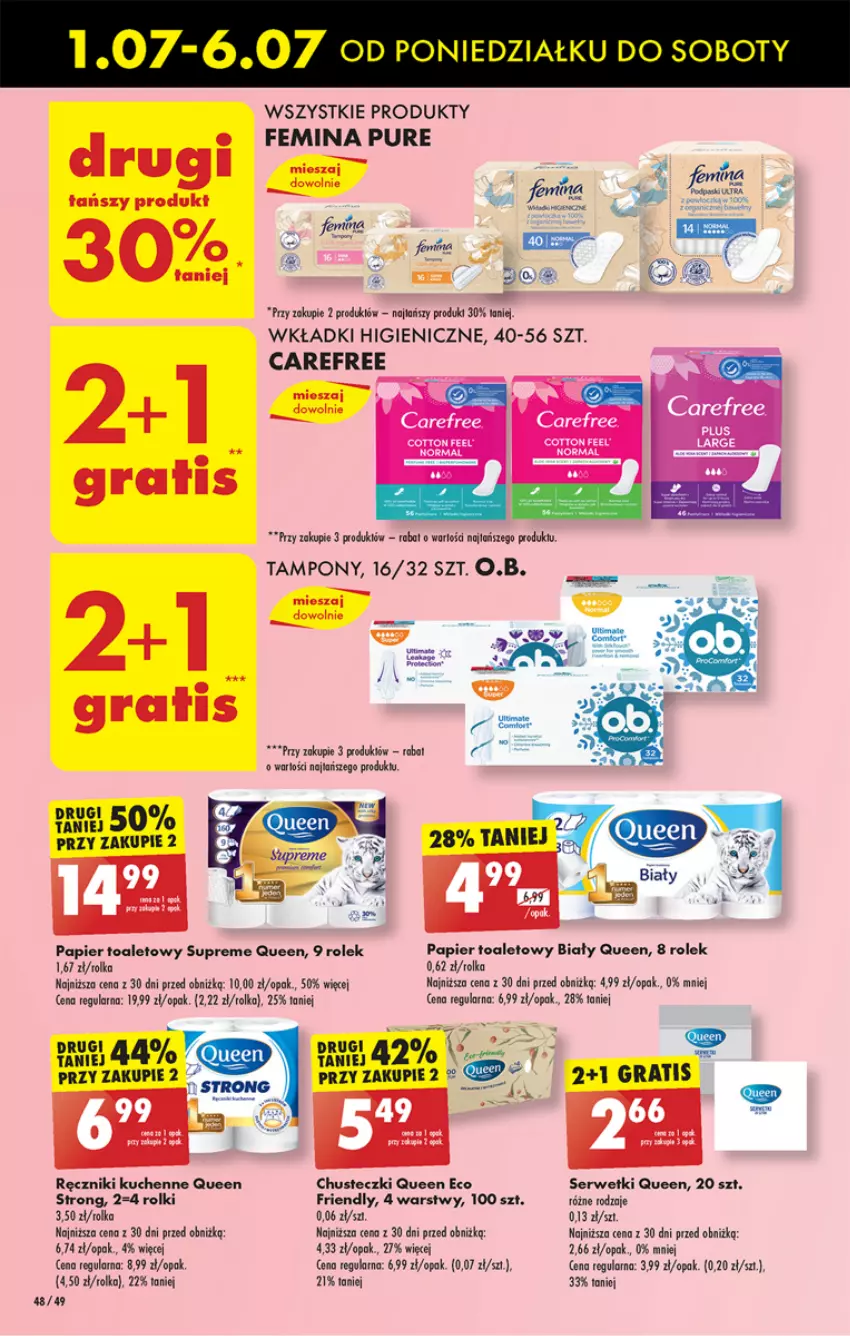 Gazetka promocyjna Biedronka - Od poniedzialku - ważna 01.07 do 06.07.2024 - strona 56 - produkty: Carefree, Chusteczki, Fa, Gra, Papier, Papier toaletowy, Pur, Ręcznik, Rolki, Ser, Serwetki, Tampony, Wkładki