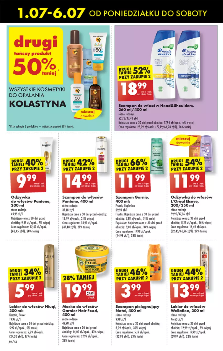 Gazetka promocyjna Biedronka - Od poniedzialku - ważna 01.07 do 06.07.2024 - strona 60 - produkty: Elseve, Fructis, Garnier, Lakier, Lakier do włosów, Maska, Maska do włosów, Niuqi, Odzywka do włosów, Pantene, Szampon, Wella, Wellaflex