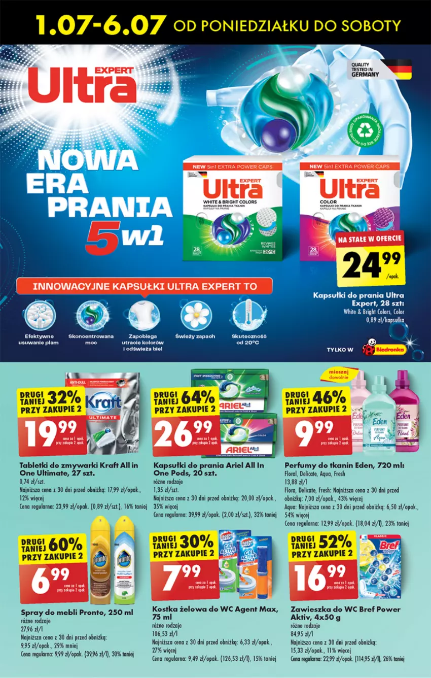 Gazetka promocyjna Biedronka - Od poniedzialku - ważna 01.07 do 06.07.2024 - strona 61 - produkty: Ariel, Bref, Flora, LG, Perfum, Pronto, Saska, Tablet, Tabletki do zmywarki, Zawieszka do wc, Zmywarki