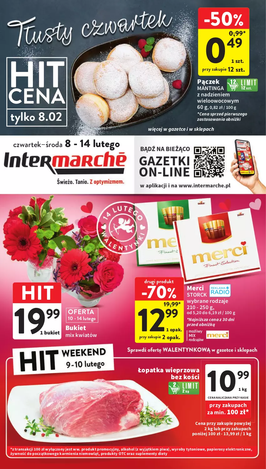 Gazetka promocyjna Intermarche - Gazetka Intermarche - ważna 08.02 do 14.02.2024 - strona 1 - produkty: Bukiet, Karmi, Merci, Pączek, Papier, Piwa, Tran