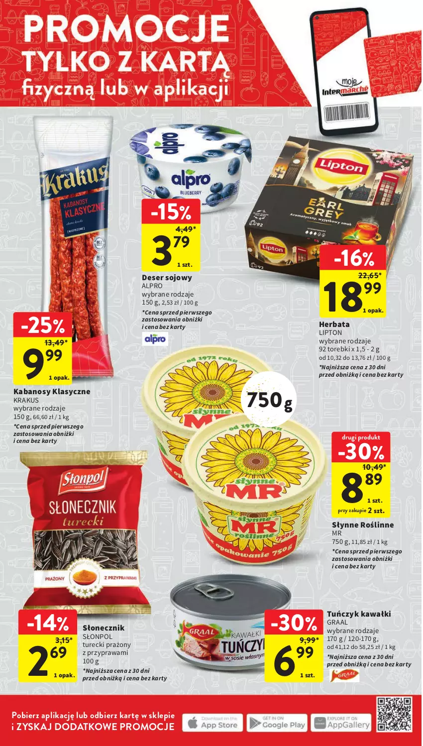 Gazetka promocyjna Intermarche - Gazetka Intermarche - ważna 08.02 do 14.02.2024 - strona 10 - produkty: Alpro, Deser, Gra, Graal, Herbata, Kabanos, Kawa, Krakus, Lipton, Ser, Słonpol, Słynne, Tuńczyk