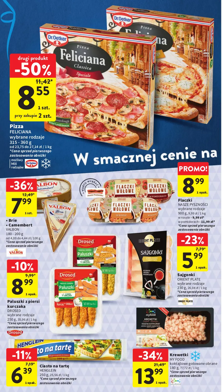 Gazetka promocyjna Intermarche - Gazetka Intermarche - ważna 08.02 do 14.02.2024 - strona 12 - produkty: Brie, Camembert, Feliciana, Krewetki, Kurczak, Pizza, Sajgonki