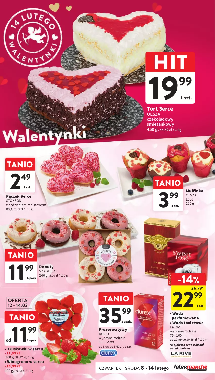 Gazetka promocyjna Intermarche - Gazetka Intermarche - ważna 08.02 do 14.02.2024 - strona 17 - produkty: Donut, Durex, Inka, La Rive, Nuty, Pączek, Perfum, Prezerwatyw, Ser, Truskawki, Wino, Woda, Woda perfumowana, Woda toaletowa