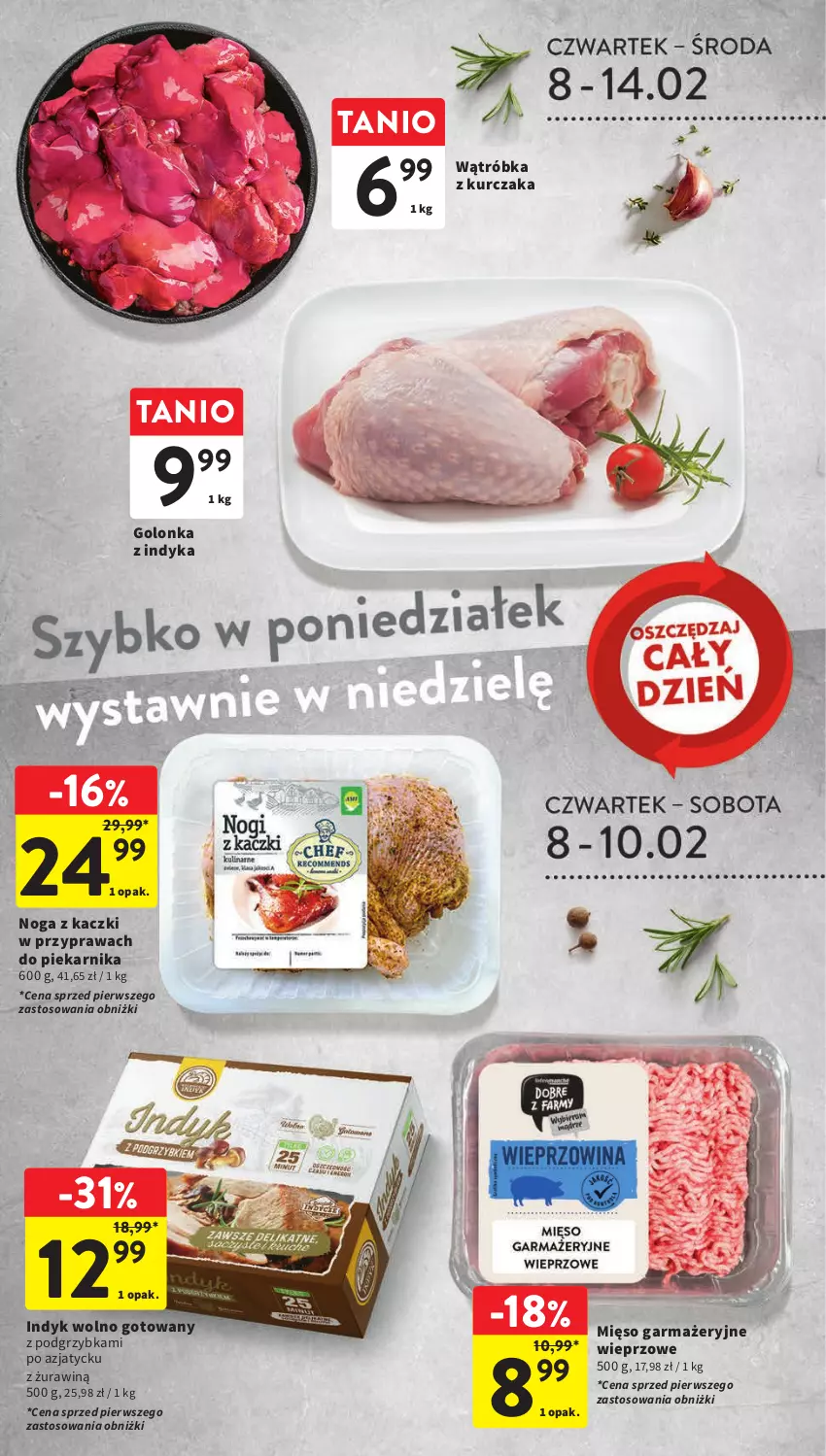 Gazetka promocyjna Intermarche - Gazetka Intermarche - ważna 08.02 do 14.02.2024 - strona 23 - produkty: Golonka z indyka, Kurczak, Mięso, Mięso garmażeryjne, Noga z kaczki, Piekarnik