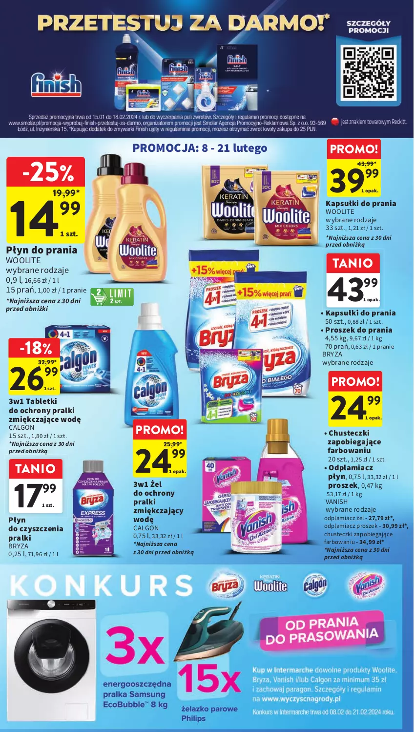 Gazetka promocyjna Intermarche - Gazetka Intermarche - ważna 08.02 do 14.02.2024 - strona 36 - produkty: Bryza, Calgon, Chusteczki, Fa, Kapsułki do prania, LG, Odplamiacz, Płyn do prania, Pralki, Proszek do prania, Tablet, Vanish, Woolite