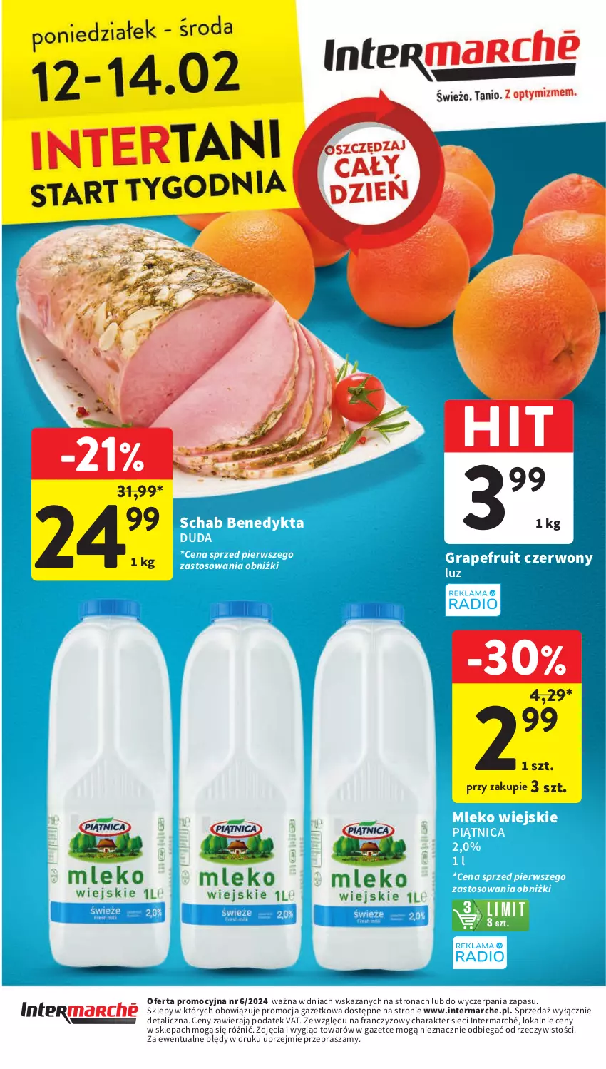 Gazetka promocyjna Intermarche - Gazetka Intermarche - ważna 08.02 do 14.02.2024 - strona 40 - produkty: Duda, Gra, Mleko, Piątnica, Schab Benedykta