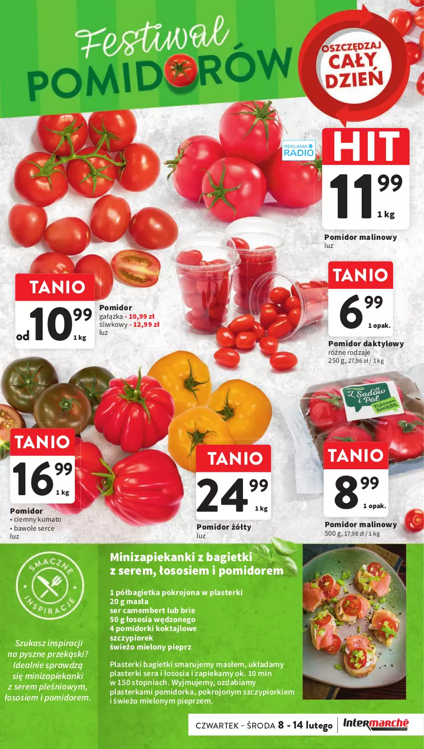 Gazetka promocyjna Intermarche - Gazetka Intermarche - ważna 08.02 do 14.02.2024 - strona 7 - produkty: Bagietka, Brie, Camembert, Orka, Pieprz, Plasterki, Półbagietka, Pomidor malinowy, Pomidorki, Ser, Sos, Top