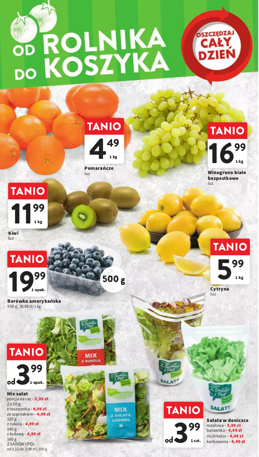 Gazetka promocyjna Intermarche - Gazetka Intermarche - ważna 08.02 do 14.02.2024 - strona 8 - produkty: Borówka, Borówka amerykańska, Kiwi, Masło, Pomarańcze, Por, Sałat, Szpinak, Wino