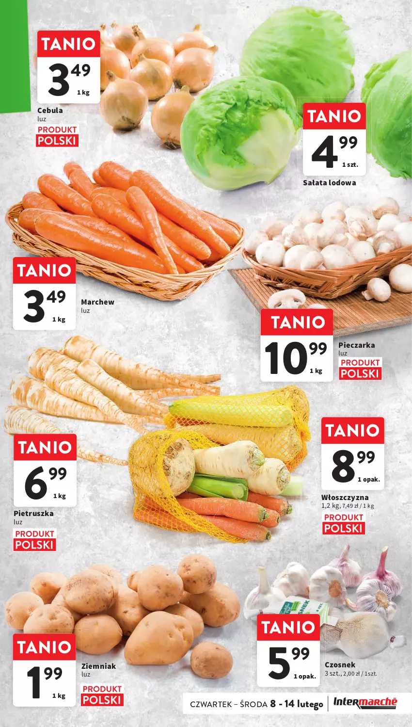 Gazetka promocyjna Intermarche - Gazetka Intermarche - ważna 08.02 do 14.02.2024 - strona 9 - produkty: Cebula, Czosnek, Piec, Pieczarka, Pietruszka, Sałat, Sałata lodowa