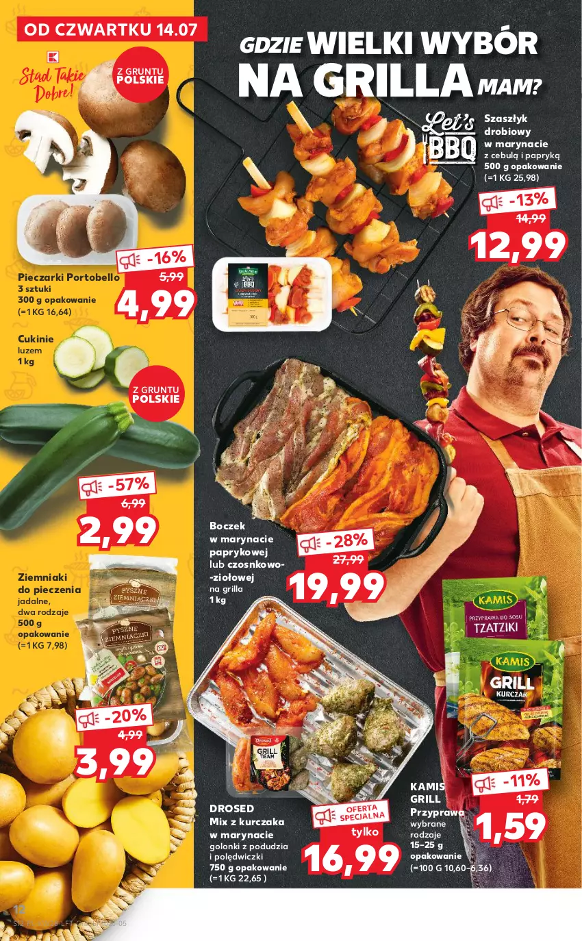 Gazetka promocyjna Kaufland - OFERTA TYGODNIA - ważna 14.07 do 20.07.2022 - strona 12 - produkty: Bell, Boczek, Grill, Grunt, Kamis, Kurczak, Piec, Por, Portobello, Ziemniaki