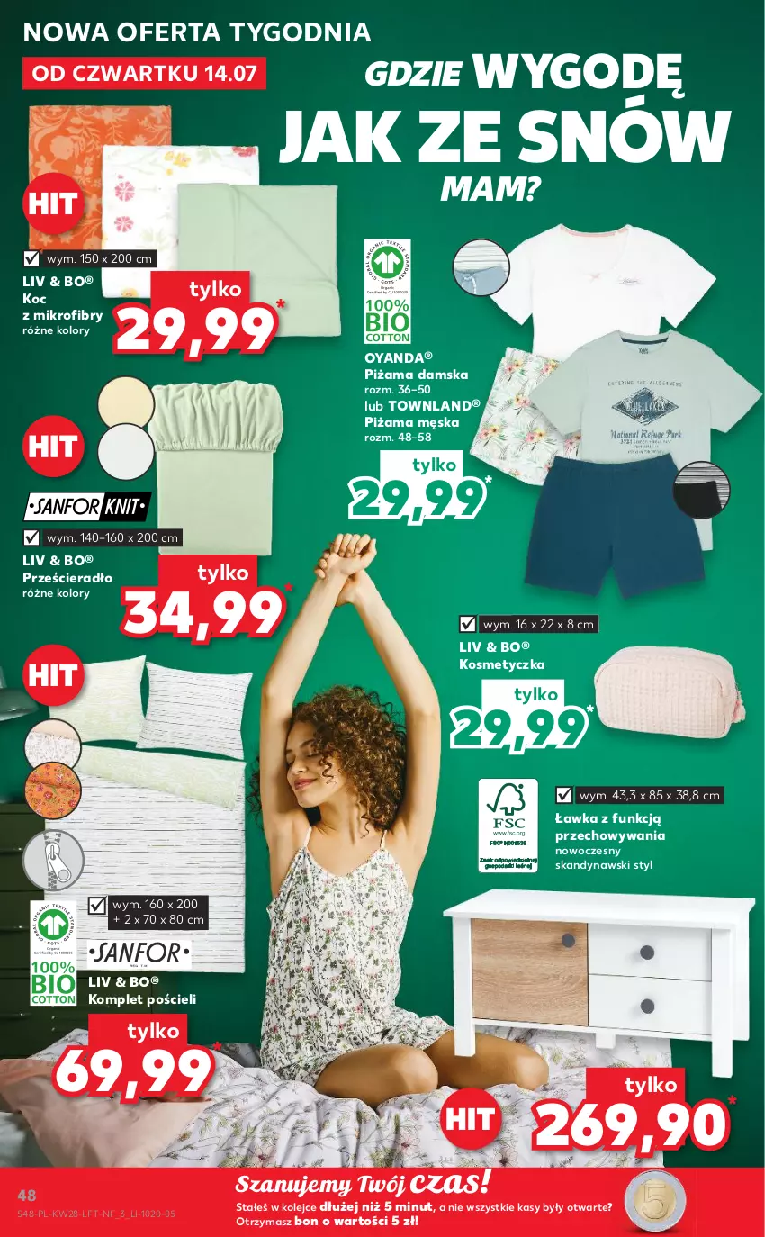 Gazetka promocyjna Kaufland - OFERTA TYGODNIA - ważna 14.07 do 20.07.2022 - strona 48 - produkty: Koc, Komplet pościeli, Kosmetyczka, Olej, Piżama, Pościel, Prześcieradło