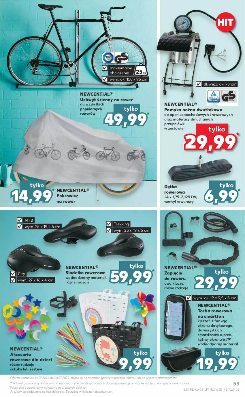 Gazetka promocyjna Kaufland - OFERTA TYGODNIA - ważna 14.07 do 20.07.2022 - strona 53 - produkty: Dzieci, Gra, Materac, Noż, Pokrowiec, Pompka, Por, Rower, Smartfon, Tera, Torba