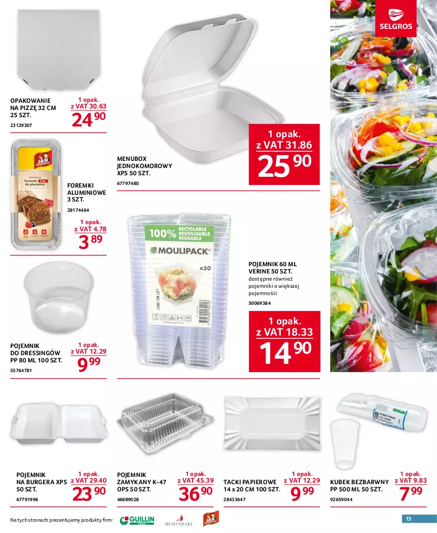 Gazetka promocyjna Selgros - Oferta gastronomiczna - ważna 04.05 do 17.05.2023 - strona 13 - produkty: Burger, Dres, Foremki, Kubek, Papier, Pojemnik