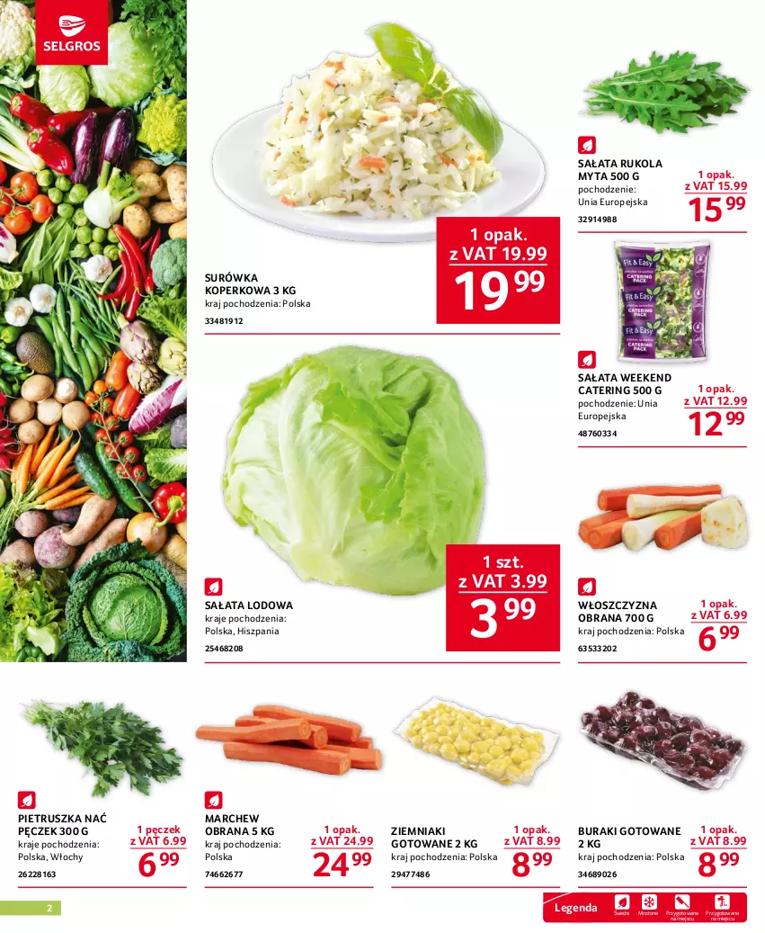 Gazetka promocyjna Selgros - Oferta gastronomiczna - ważna 04.05 do 17.05.2023 - strona 2 - produkty: Buraki, Pietruszka, Rukola, Sałat, Sałata lodowa, Surówka, Ziemniaki