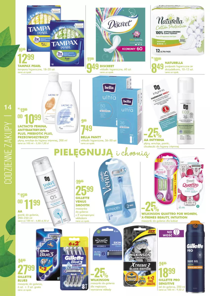 Gazetka promocyjna Super Pharm - Gazetka - ważna 21.04 do 04.05.2022 - strona 14 - produkty: Bell, Bella, BIC, Gillette, Gillette Venus, Lack, Lactacyd, Lion, Naturell, Naturella, Pax, Tampax, Venus