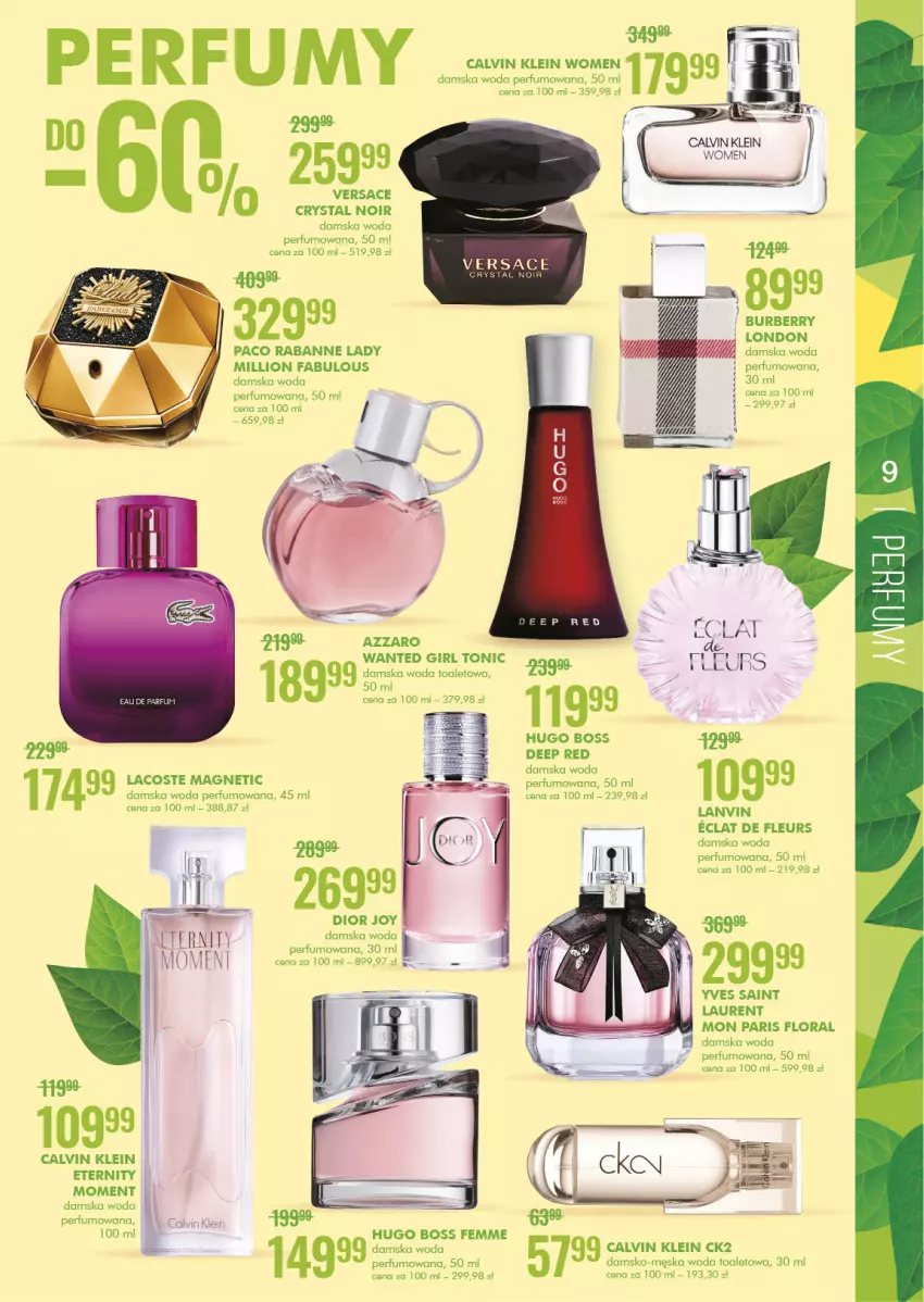 Gazetka promocyjna Super Pharm - Gazetka - ważna 21.04 do 04.05.2022 - strona 9 - produkty: Azzaro, Burberry, Calvin Klein, Dior, Fa, Flora, Hugo Boss, K2, Lacoste, Laur, Lion, Paco Rabanne, Perfum, Versace, Woda, Woda perfumowana, Woda toaletowa, Yves Saint Laurent