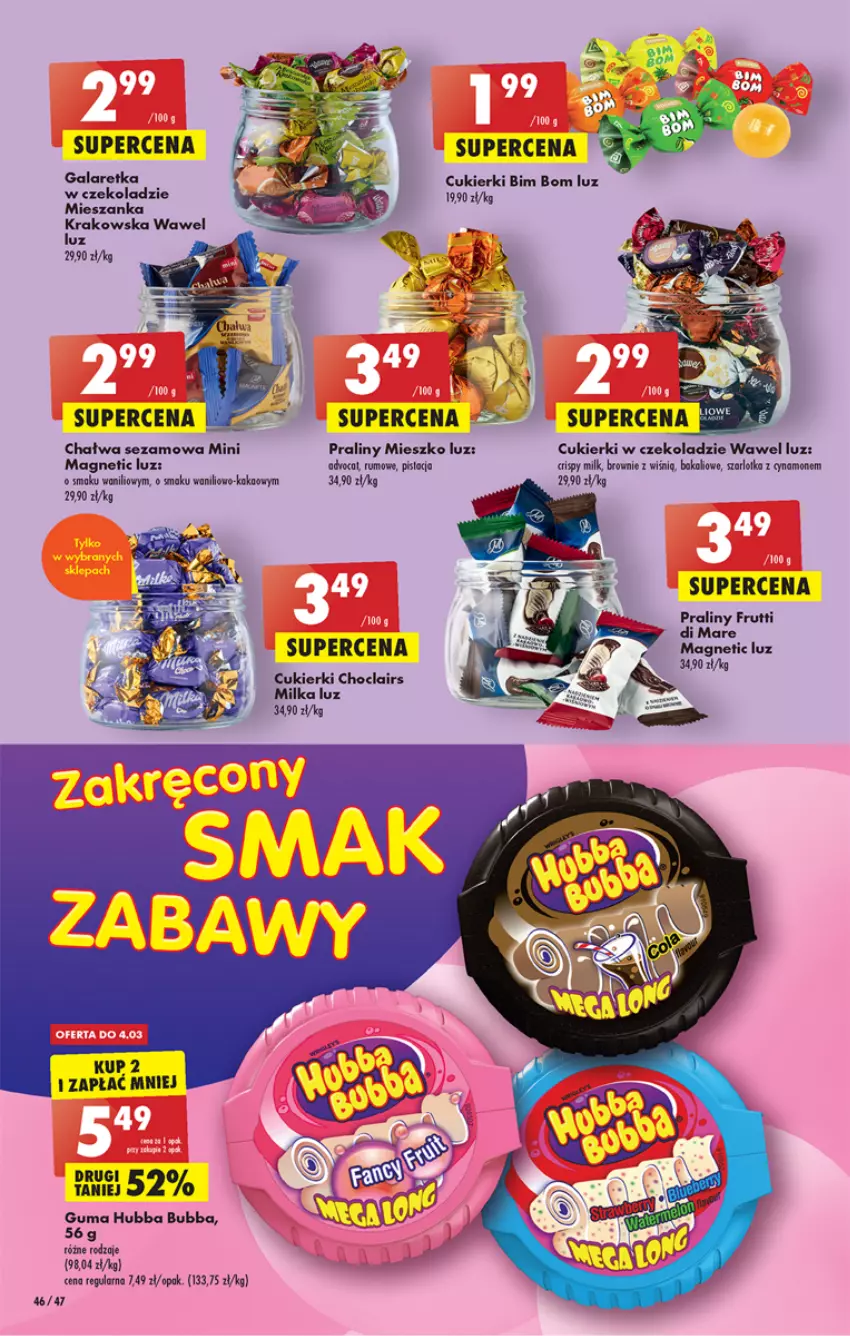 Gazetka promocyjna Biedronka - ważna 02.03 do 08.03.2023 - strona 46 - produkty: Brownie, Cukier, Cukierki, Gala, Galaretka, Milka, Praliny, Rum, Sezam, Szarlotka, Wawel