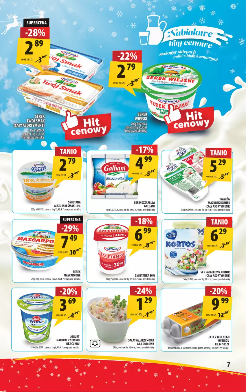 Gazetka promocyjna Arhelan - Gazetka - ważna 29.11 do 08.12.2024 - strona 7 - produkty: Dega, Galbani, Jaja, Jogurt, Mascarpone, Mozzarella, Piątnica, Sałat, Sałatka, Ser, Serek, Twaróg, Zott