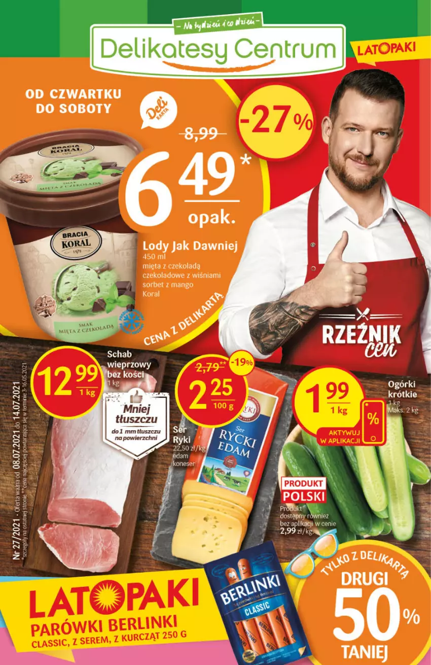 Gazetka promocyjna Delikatesy Centrum - Gazetka Delikatesy Centrum - ważna 08.07 do 14.07.2021 - strona 1 - produkty: Edam, Lody, Mango, Mięta, Rum, Ser