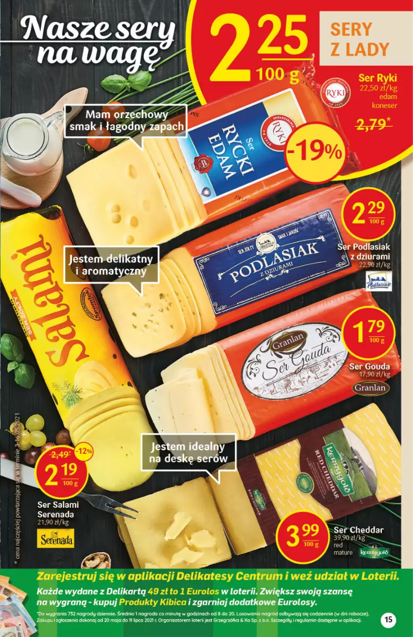 Gazetka promocyjna Delikatesy Centrum - Gazetka Delikatesy Centrum - ważna 08.07 do 14.07.2021 - strona 15 - produkty: Cheddar, Gouda, Gra, Salami, Ser, Ser salami