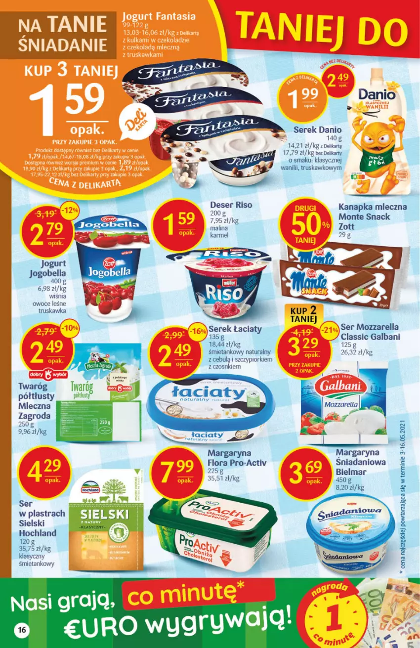 Gazetka promocyjna Delikatesy Centrum - Gazetka Delikatesy Centrum - ważna 08.07 do 14.07.2021 - strona 16 - produkty: Bell, Bella, Danio, Deser, Flora, Galbani, Hochland, Jogobella, Jogurt, Margaryna, Monte, Mozzarella, Owoce, Ser, Serek, Zott