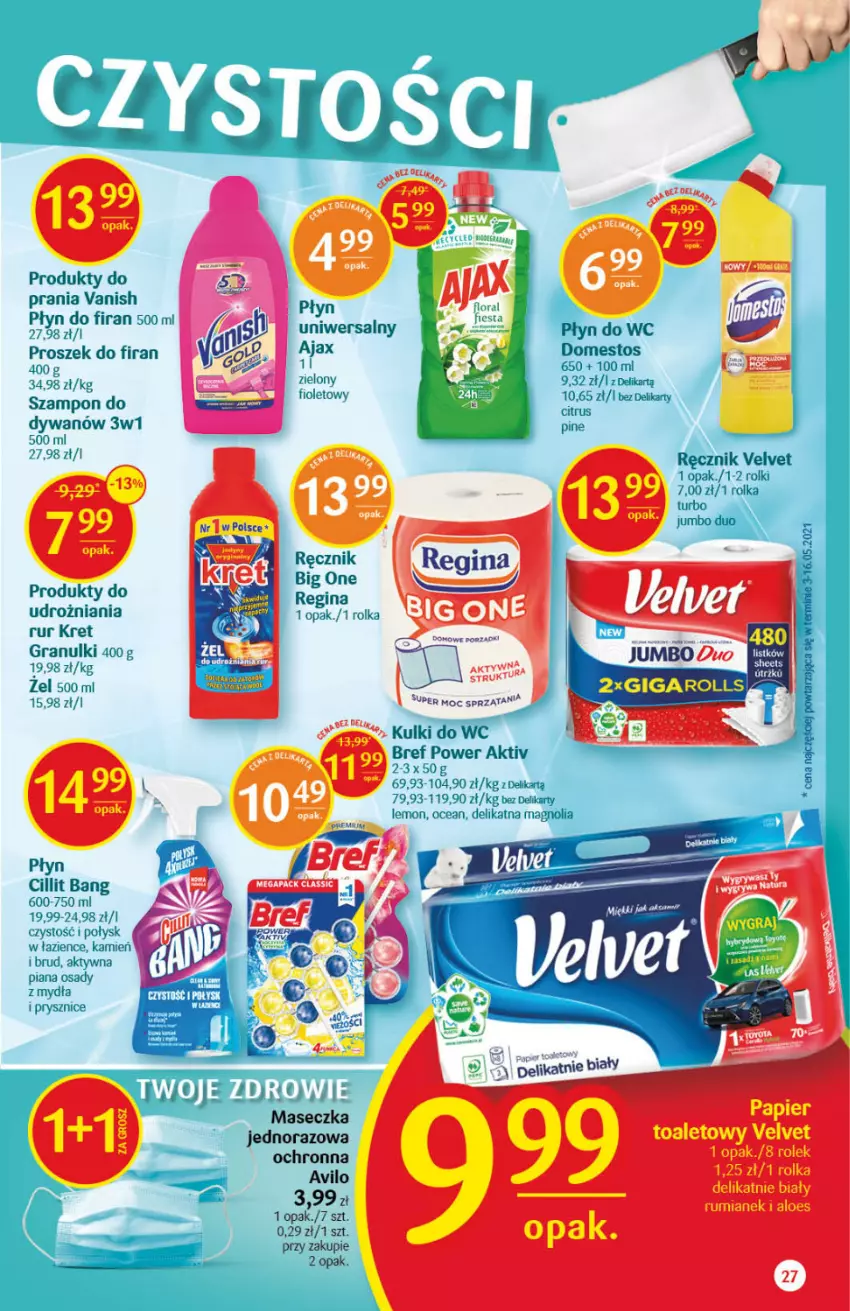 Gazetka promocyjna Delikatesy Centrum - Gazetka Delikatesy Centrum - ważna 08.07 do 14.07.2021 - strona 27 - produkty: Bref, Cillit Bang, Domestos, Dywan, Gra, Kret, Kulki do wc, Płyn do wc, Ręcznik, Rolki, Rum, Szampon, Vanish, Velvet