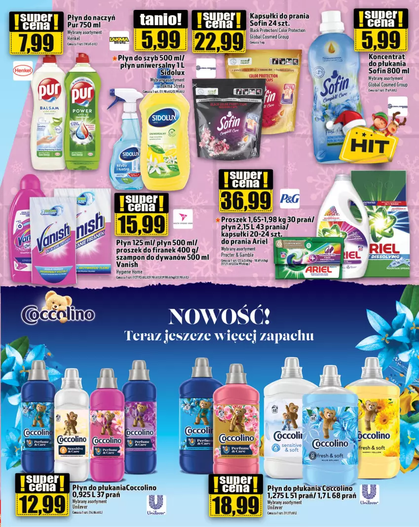 Gazetka promocyjna Topaz - Gazetka - ważna 07.12 do 13.12.2023 - strona 21 - produkty: Coccolino, Dywan, Fa, Kapsułki do prania, Lack, Płyn do płukania, Pur, Sidolux, Szampon, Tera, Vanish