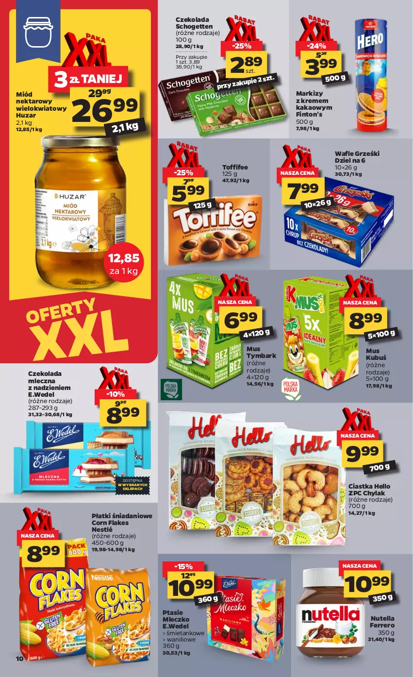 Gazetka promocyjna Netto - Oferta tygodnia - ważna 11.01 do 16.01.2021 - strona 10 - produkty: Ciastka, Corn flakes, Czekolada, Czekolada mleczna, Danio, Ferrero, Grześki, Kakao, Kubuś, Miód, Mleczko, Mus, Nektar, Nestlé, Nutella, Ptasie mleczko, Schogetten, Toffifee, Tymbark, Wafle