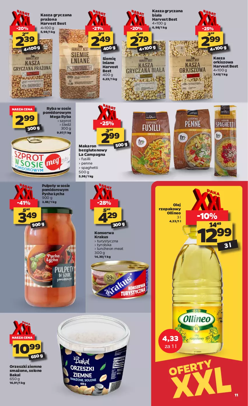 Gazetka promocyjna Netto - Oferta tygodnia - ważna 11.01 do 16.01.2021 - strona 11 - produkty: Gry, Kasza, Kasza gryczana, Krakus, Makaron, Olej, Olej rzepakowy, Orzeszki, Orzeszki ziemne, Penne, Pulpety, Ryba, Ser, Sos, Spaghetti, Szprot